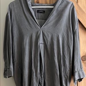 Zara high low denim shirt q